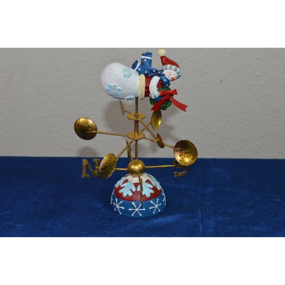 Snowman Christmas Holiday Tabletop Weather Vane Snowflakes Winter Decoration - Picture 1 of 8